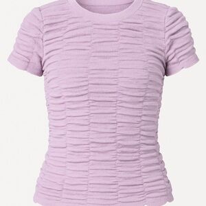 By Anthropologie Ruched Lavender XS Coquette Softgirl Textured Bubble Top Purple
